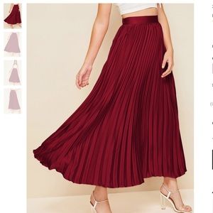 Burgundy pleated maxi skirt NWOT